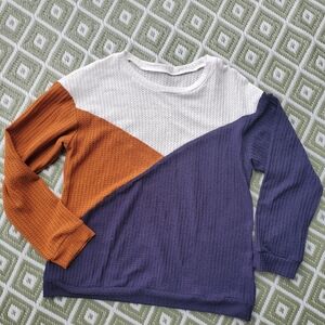 Tri-color long sleeve tee, Large